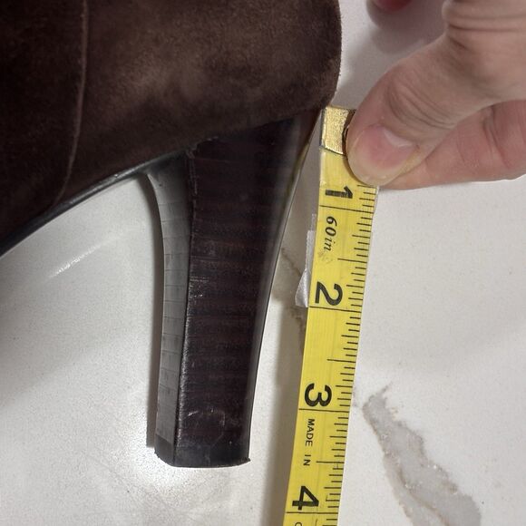 Women's Nine West Pegeen Pull On Ankle Boots Booties Shoes Size 8M Brown Suede - Picture 15 of 15